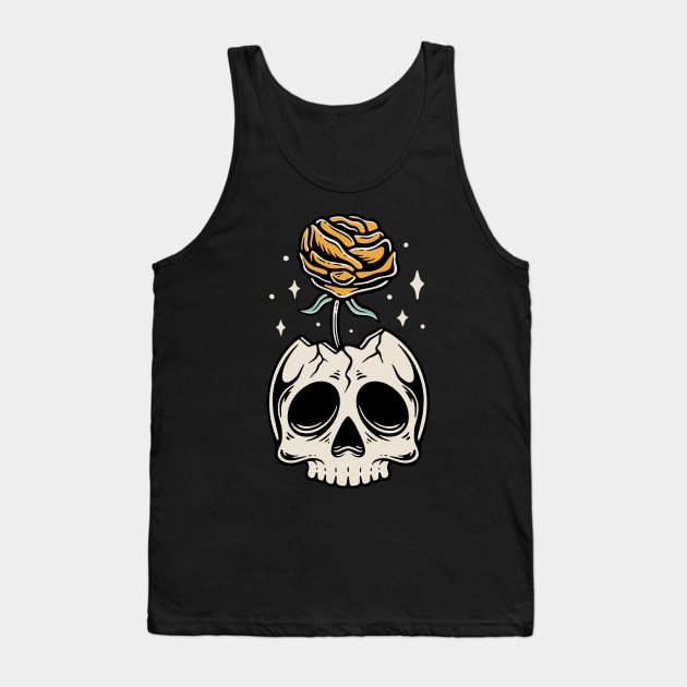 Yellow Rose Skull Tank Top by Pongatworks Store